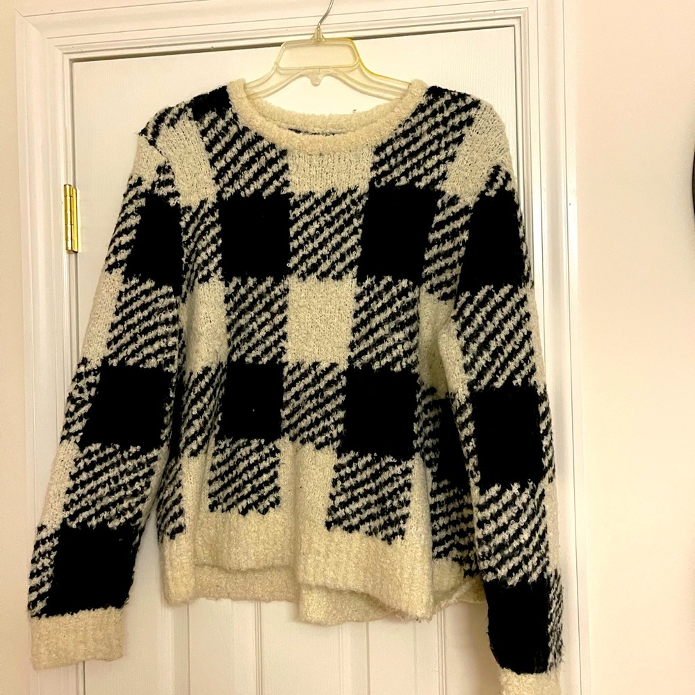 JCrew Buffalo Check super-soft chenille sweater